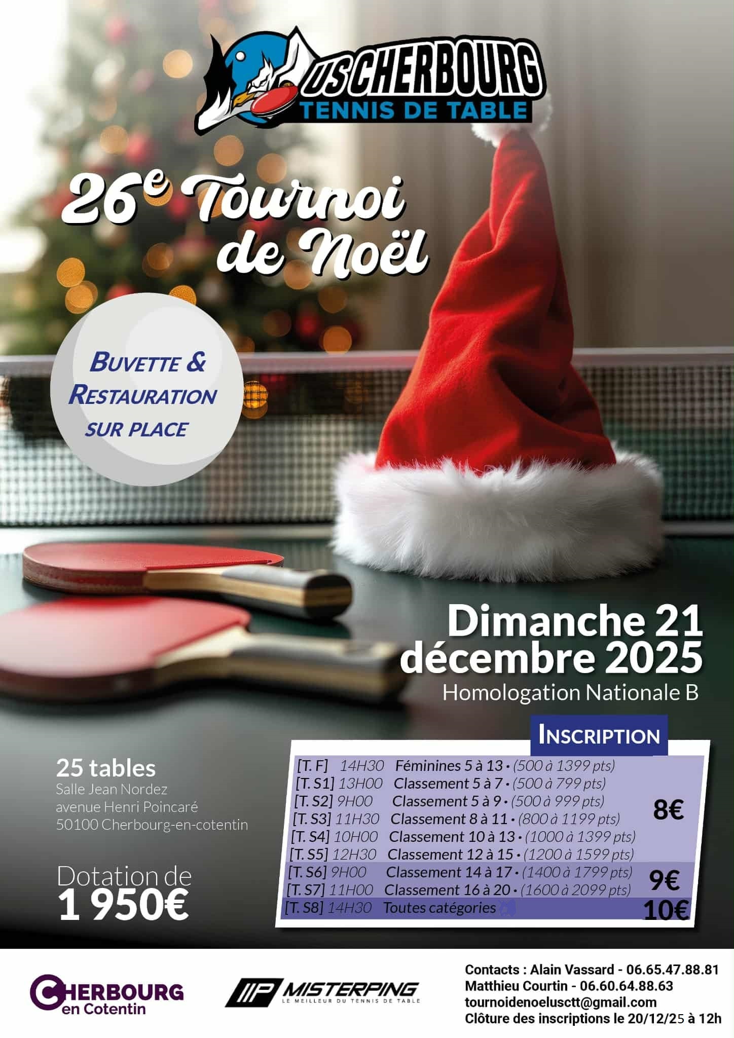 Tournoi National B de Noël Cherbourg le 21/12